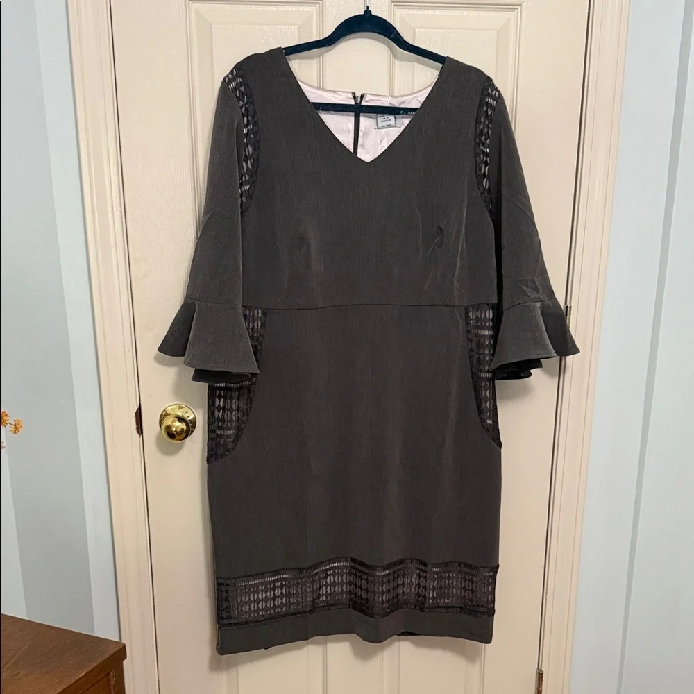Monroe & Main Elegant Charcoal Long Sleeve Dress - Picture 1 of 3